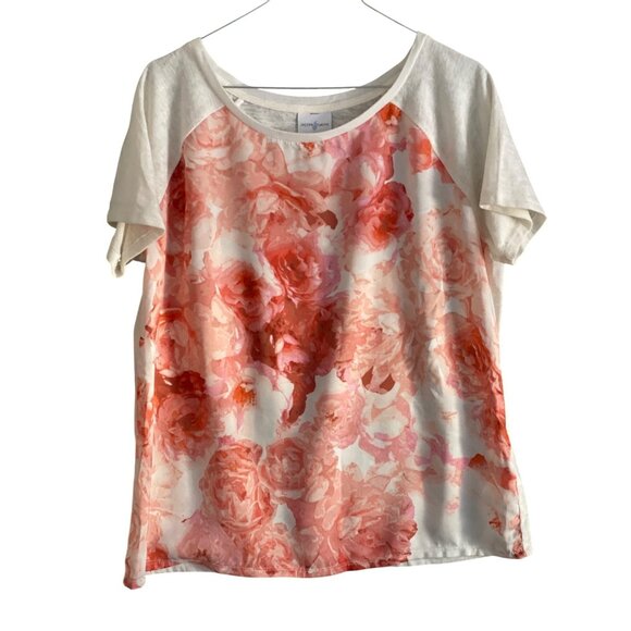 Jaclyn Smith Tops - Jaclyn Smith Top SS Cream Orange white Floral Blouse Women Large